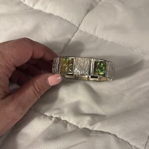 Green and Silver Geometric Bracelet